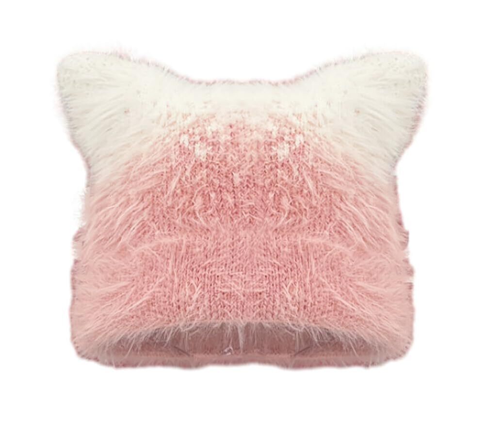 7998 Y2K Cat Ear Beanie Hats Fuzzy Winter Cute Knitted Cat Beanie Kawaii